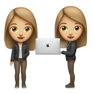 Girl-hold-MacBook-light skin-light brown hair sticker