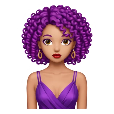 Fashion Model with Purple Curls, red dress sticker