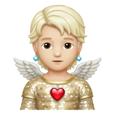 Cupid, God of Love from Gods and Goddesses with long platinum blonde hair, cream sequin outfit sticker
