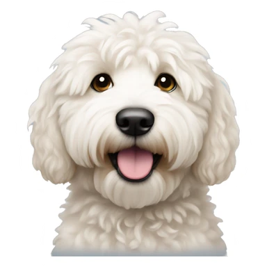 White, fluffy, mini Goldendoodle  sticker