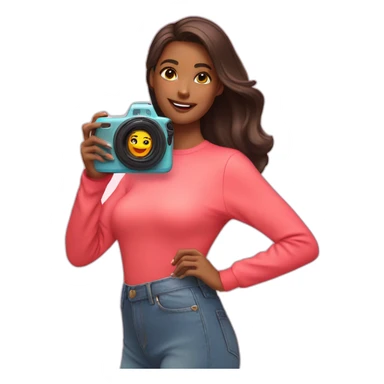 influencer taking a picture of herself with a bright box in her arms sticker