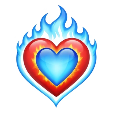 red heart with blue fire sticker