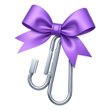 one silver paper clip with a purple bow in the middle sticker