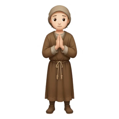 medieval peasant standing and praying full body sticker