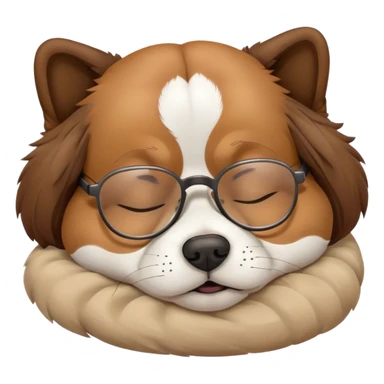 Dog sleeping with glasses  sticker