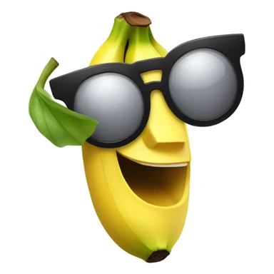 Big banana with eyes and a sunglasses smiling sticker
