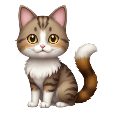 full body small short hair dark brown and white cat with hazel eyes sticker