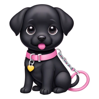 Black puppy with pink accessories  sticker