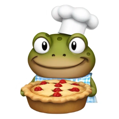 Toad baking a pie wearing an apron sticker