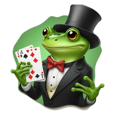 frog wearing tuxedo playing poker  sticker