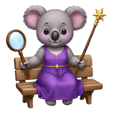 koala purple drees eyelashe magic wand sit down on the bench sticker