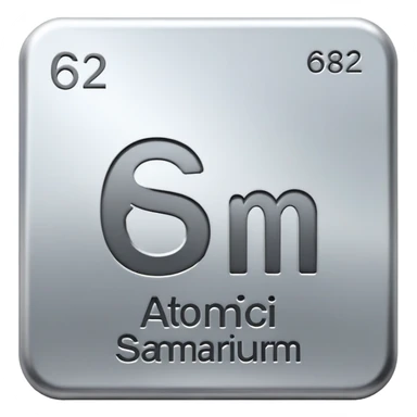 samarium rare earth metal, silvery metal, chemical element Sm, atomic number 62 sticker