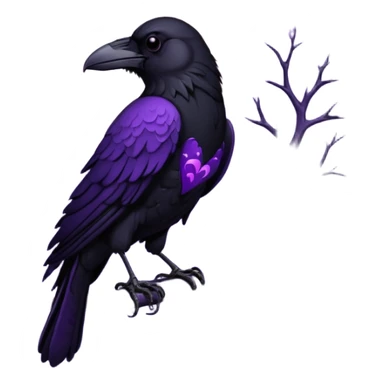purple heart with a black raven and moon, dark romance sticker