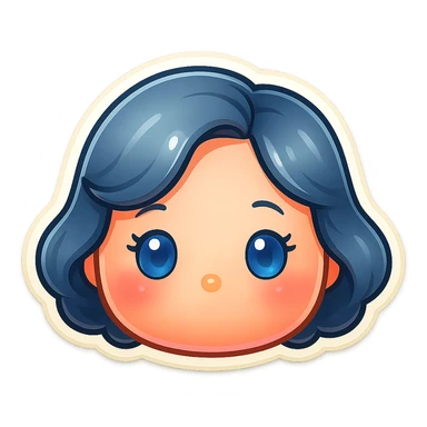 Make the tone of the hair cooler with more blue-grey hues, keep plush tsum tsum style, blue eyes, 1940s bob hairstyle, no body, no mouth, and remove the background. sticker