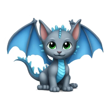 blue dragon wings on grey kitten sticker