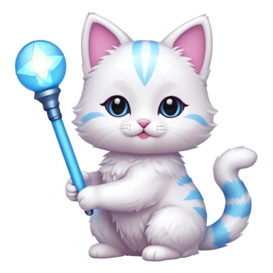 chibi cute cat holding a light stick sticker