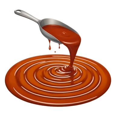 swirl or puddle of enchilada sauce, rich reddish-brown, smooth thick texture, glossy and velvety, gentle ripples, deep earthy red, no dish or extra items, no faces, clean 3D, soft shadows, transparent background, emoji scale sticker
