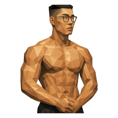 muscular tall Korean man with glasses and short hair sticker