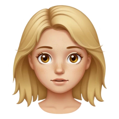 A girl with dirty blonde hair, hazel eyes and freckles sticker