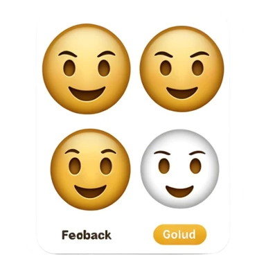 feedback/voucher like a note make it black and gold 3 smiles, angry,happy,okei sticker