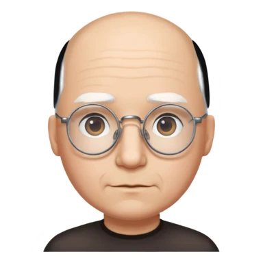 chauve cheveux blanc visage rond lunette gros sourcils sticker