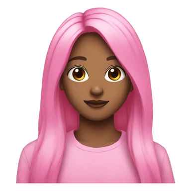 Black long hair pink shirt nose ring sticker