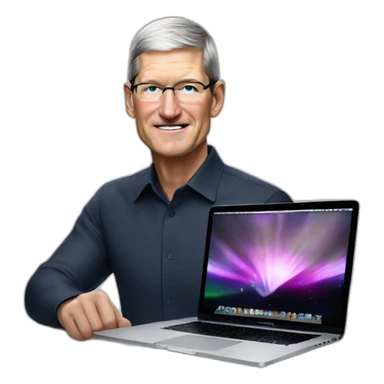 tim cook with macbook pro sticker