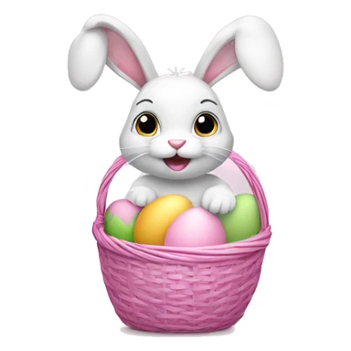 easter bunny with egg light pink basket sticker