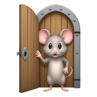 Scared Mouse open Little Door in the wall sticker