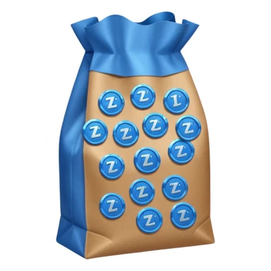 brown bag of blue coins sticker