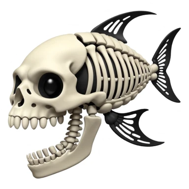 Piranha skeleton black and white sticker