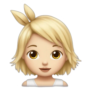 bébé fille blonde décoiffée avec une peluche Totoro  sticker