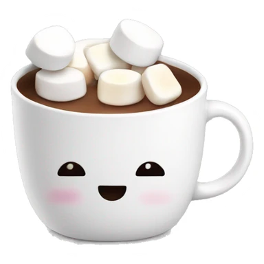 White cozy mug with hot chocolate and marshmallows on top sticker
