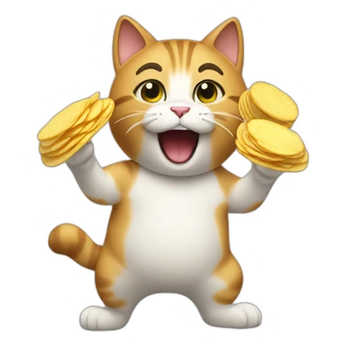 cat eating chips while dancing sticker