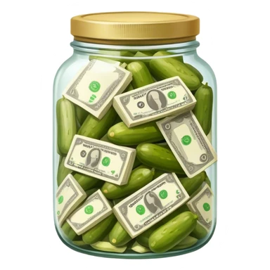 банка с маринованными пачками бумажных денег и огурцами sticker