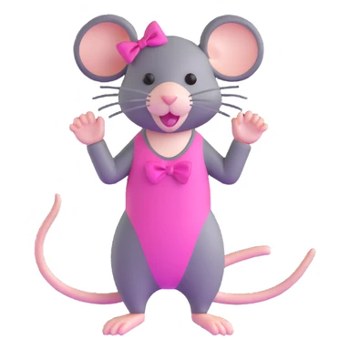 rat with a pink bow wearing a gymnastics leotard sticker
