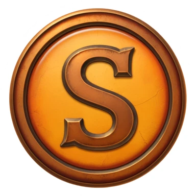 Create a custom emoji badge featuring a stylized, letter “S”. Theme it in the Bronze rank style from League of Legends. Use warm bronze metals, orange-brown highlights, and a polished but aged texture. Emblem-like design, vibrant and high clarity.
 sticker
