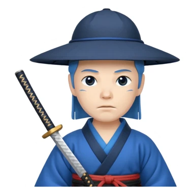Samurais in Hat, Lone samurai in hat, blue dress sticker