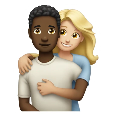 Blonde mom hugging black son sticker