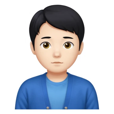 korean boy wearing blue cardigan black hair and white t shirt hazel eyes cute sticker