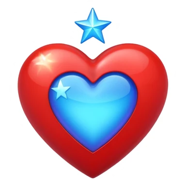 A holographic red heart with a blue star inside sticker