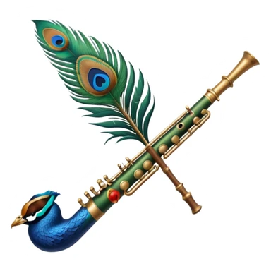 Normal Flute attached with peacock feather sticker