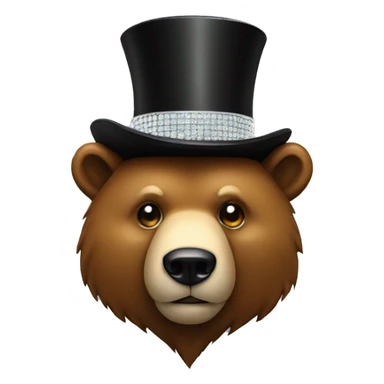 Bear head made out of diamond and wearing a top hat  sticker