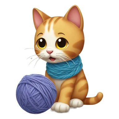 Cat playing with yarn ball  sticker