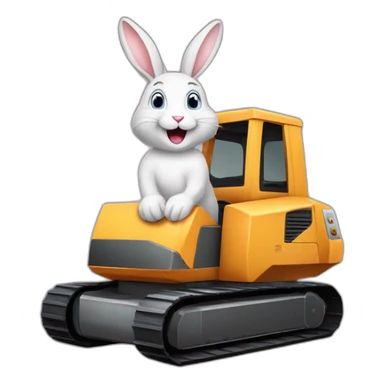 rabbit riding on bobcat machine sticker