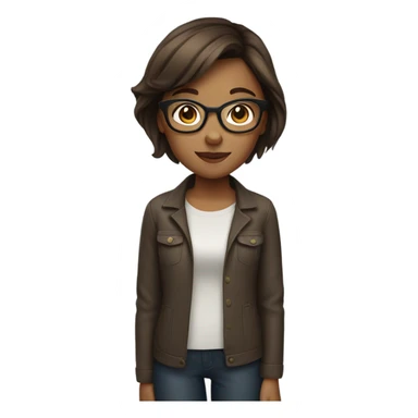Girl with glasses and short brown hair sticker