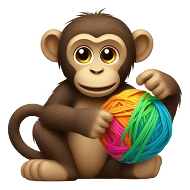 Monkey with yarn ball sticker