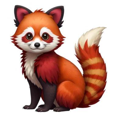 Red-Panda-Cacomistl-Red-Jay-bird-Gryphon-Trico-Furret-hybrid-fusion-Fakémon-animal sticker