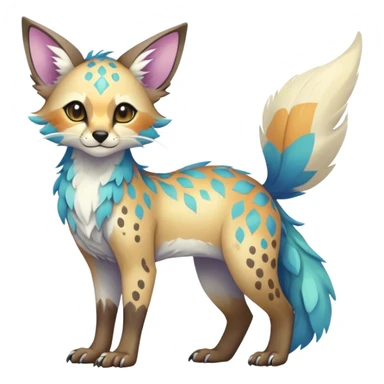 Epic Feral Rare Fantasy shiny colorful pastel Vernid-Trico-species by LiLaiRa, random markings, tufted tail, tufted ears, full body sticker
