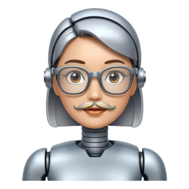 robotic woman with glasses mustache  sticker